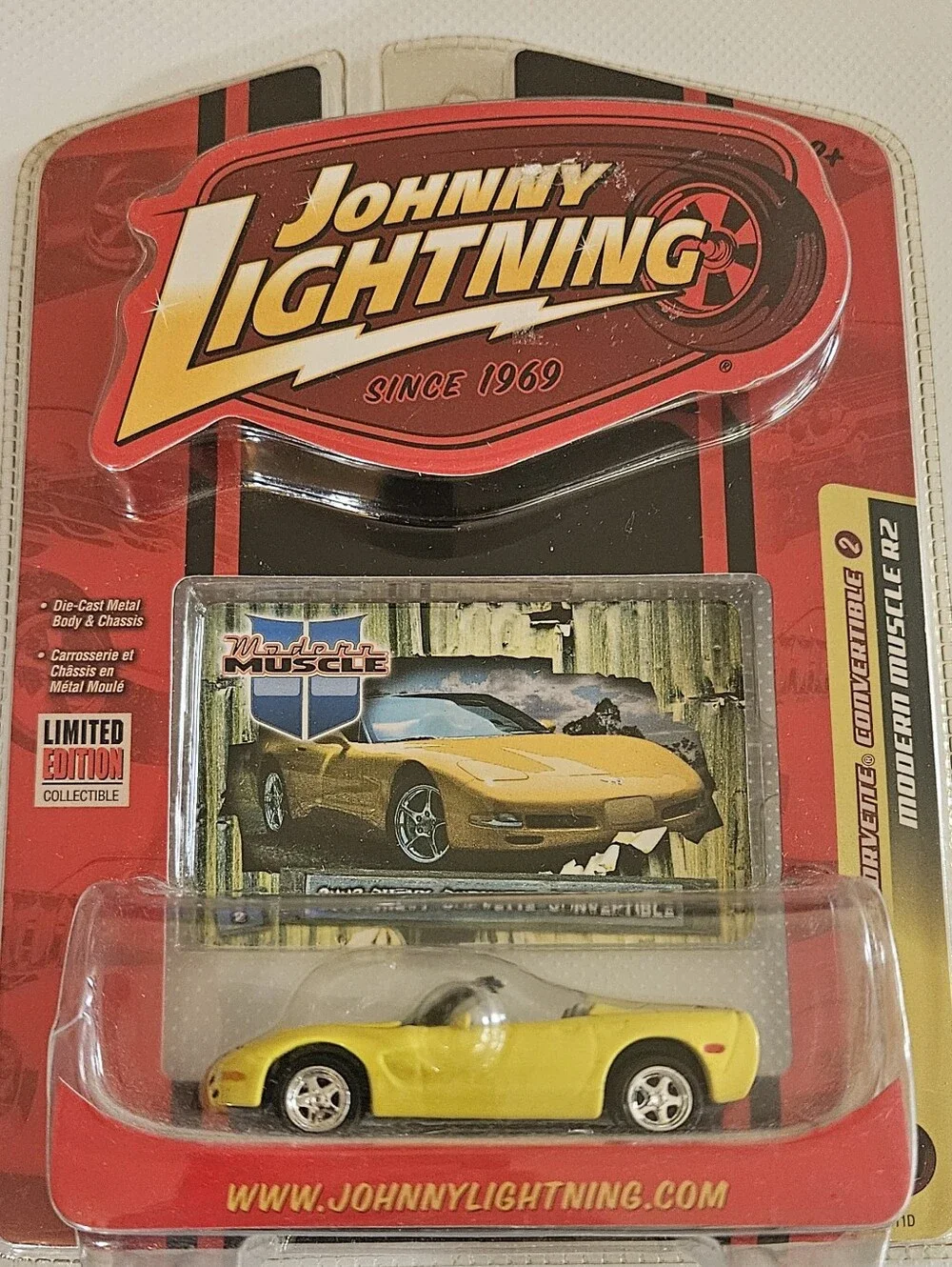 Johnny Lightning Yellow Modern Muscle Die-Cast Sports Car